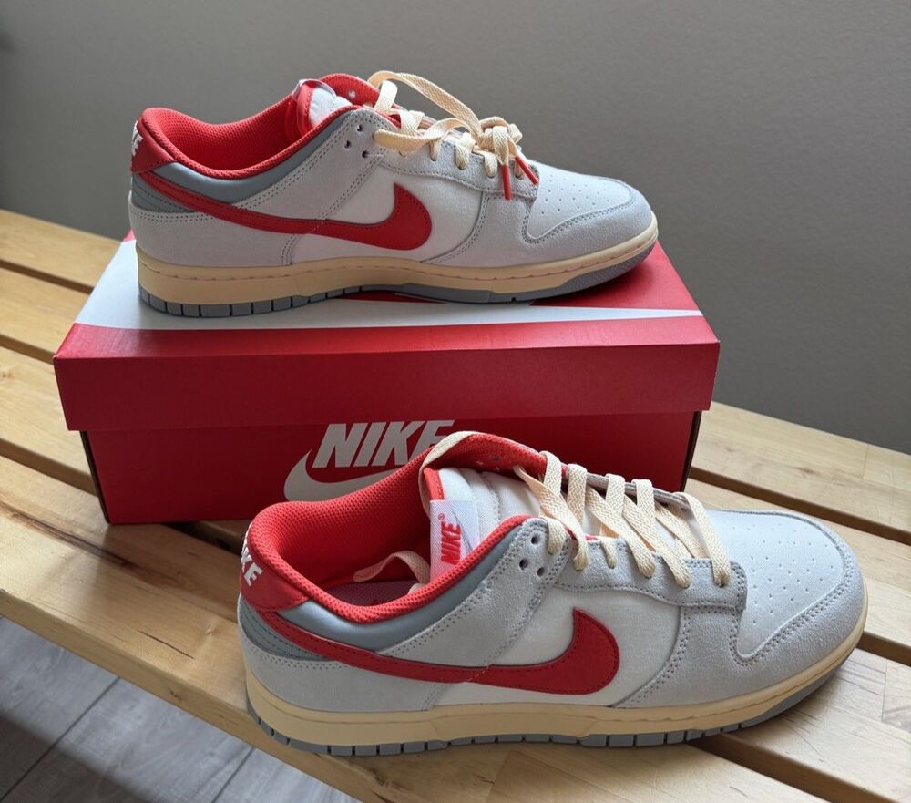 Nike Men's Dunk Low  "Athletic Department" in Sail/Picante Red